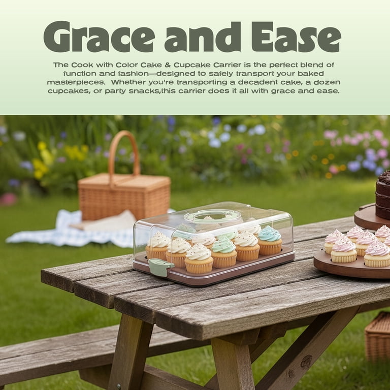 Cook with Color Acacia Wood Cake Carrier with Reversible Tray photo 8
