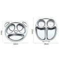 thumbnail image 5 of Walbest Toddler Plate Grid Design Shatter-resistant Stainless Steel Baby Panda/ Owl Shape Cartoon Dish Tableware(Not Include Spoon), 5 of 7