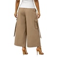 thumbnail image 5 of VBVC Women's High Waisted Cargo Culottes , Wide Leg Cropped Palazzo Pants For Women , Ladies' Casual Utility Trousers with Pockets,Khaki,S-2XL, 5 of 8