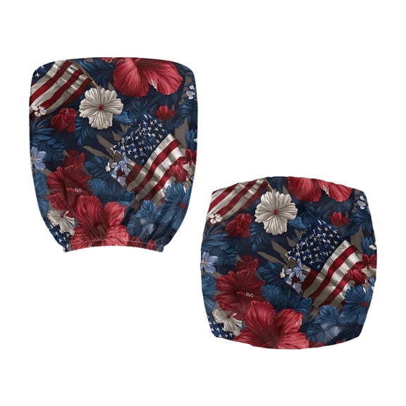 Psesaysky Computer Chair Slipcovers American Flag Hibiscus with Easy to Install Removable Computer Chair Seat Cushion Cover for Boss Chair, Set of 2 Office Chair Slipcover