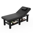 thumbnail image 3 of Stationary Massage Table Folding Bed with Backrest for Treatment Table Physical Therapy Table Spa Facial Bed, Metal Frame PU Leather, 30.5"Wx75"L, 660lbs, Black, 3 of 11