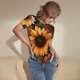 thumbnail image 3 of Balery Sunflower Floral Butterfly Body de cuello redondo de manga corta para mujer Tops de manga corta Tops básicos-Medium, 3 of 7