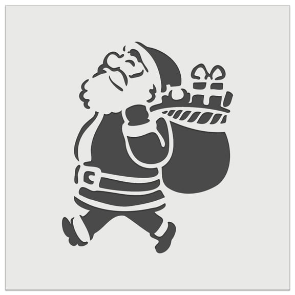 Santa Claus with Bag of Gifts Christmas Holiday DIY Cookie Wall Craft Stencil - 5.5 Inch