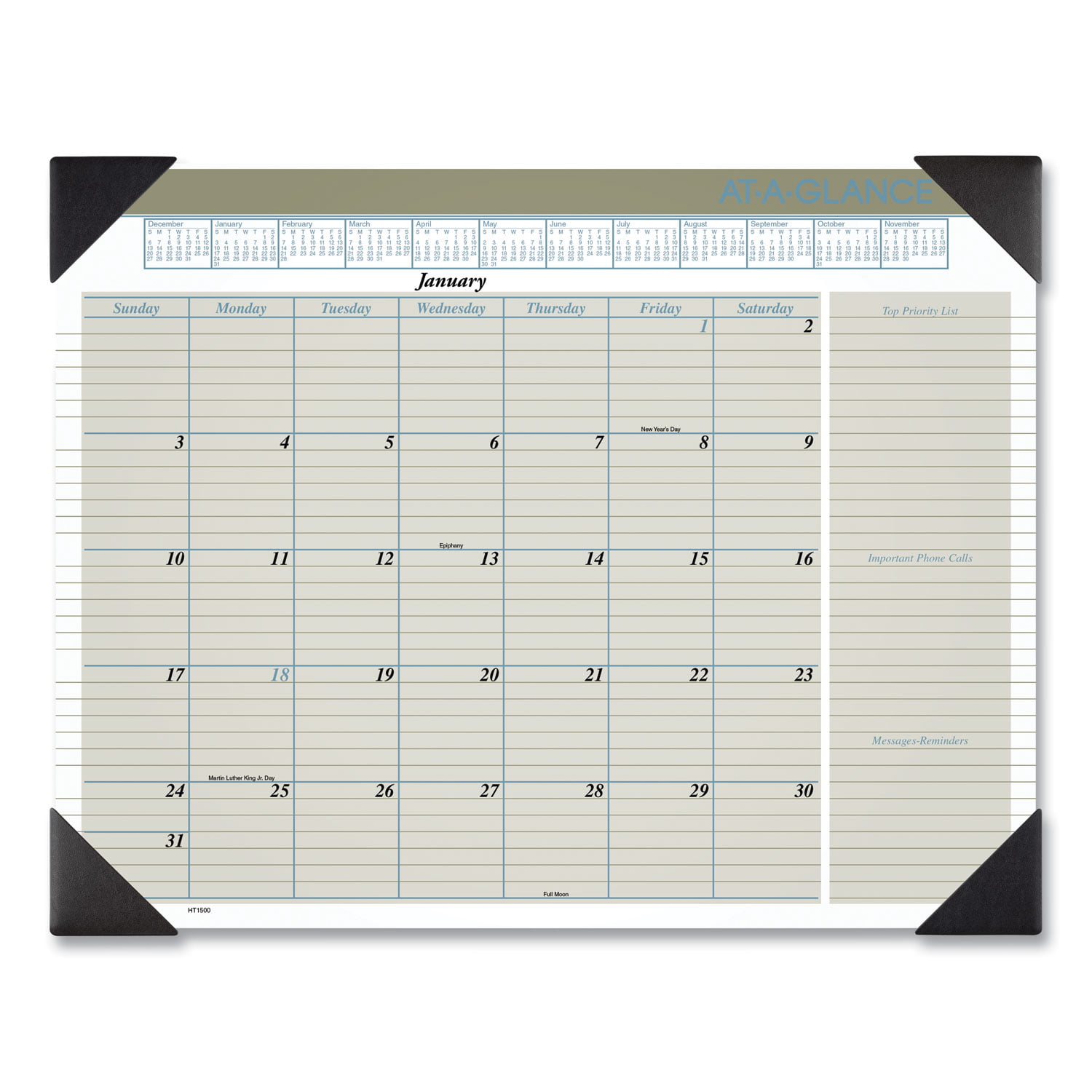Executive Monthly Desk Pad Calendar, 22 x 17, Buff, 2021