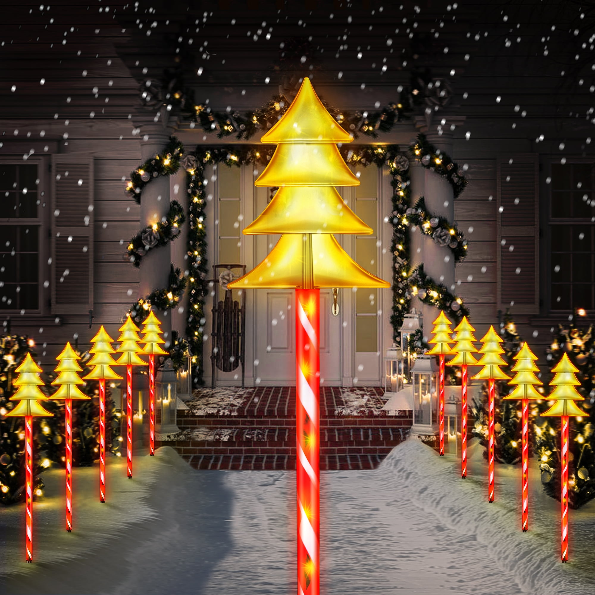 Christmas Pathway Lights Outdoor 21" 10 Pack 8 Lighting Modes