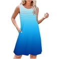 thumbnail image 2 of Summer Plus Size Dresses for Womens 2025 Fashion Gradient Print Loose Sleeveless Round Neck Front Pleated Dress, 2 of 8