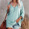 thumbnail image 2 of JINMGG V Neck Sweaters for Women Fall Winter Clearance,Women Casual Solid Knitting Buttons Long Sleeve V-Neck Sweaters Tops, 2 of 8
