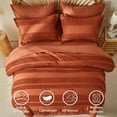 thumbnail image 3 of Flymme Boho Comforter Set King Size Bed in a Bag 7-Piece Shabby Chic Burnt Orange Bedding with Pom Pom Textured King Bed Set for All Season, 3 of 8