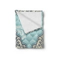 thumbnail image 2 of Victorian Soft Flannel Fleece Throw Blanket, Rococo Style Design Tiles Romantic Diamond Swirls, Cozy Plush for Indoor and Outdoor Use, 70" x 90", Pale Blue Ivory, by Ambesonne, 2 of 5