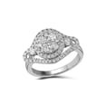 thumbnail image 2 of 10kt White Gold Womens Round Diamond Cluster Halo Bridal Wedding Engagement Ring 1-1/5 Cttw, 2 of 4