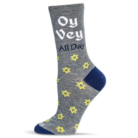 MeMoi Women's Oy Vey All Day Bamboo Crew Socks - Womens - Female, 9-11, Med Gray Heather