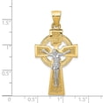 thumbnail image 4 of Finest Gold 14K Two-Tone Polished Celtic Inri Crucifix Pendant, 4 of 7