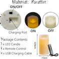 thumbnail image 4 of 3 velas LED, velas parpadeantes sin llama, velas recargables, velas de cera real con control remoto, 12,5 cm A, 4 of 6