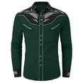thumbnail image 3 of sususu Boys Western Shirts Long Sleeve Pearl Snap Button Down Cowboy Shirt Toddler Kids Retro Country Tops Outfit Dark Green 12-13 Years, 3 of 5