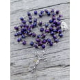 thumbnail image 6 of Nazareth Store Deep Purple Beads Rosary Catholic Necklace Holy Soil & Crucifix Cross Jerusalem Velvet Bag, 6 of 8