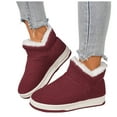 thumbnail image 5 of CAICJ98 Winter Boots Women Comfortable Warm Lined Ankle Booties Slip On Waterproof Short Boots Outdoor Woman Snow Boots (Wine,Size 9.5), 5 of 9
