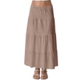 thumbnail image 2 of Women's Solid Color Midi Skirt, High Waist A-Line Casual Skirt, Versatile Basic Skirt for Office, Daily Wear and Spring Outfits,Camel,M, 2 of 6