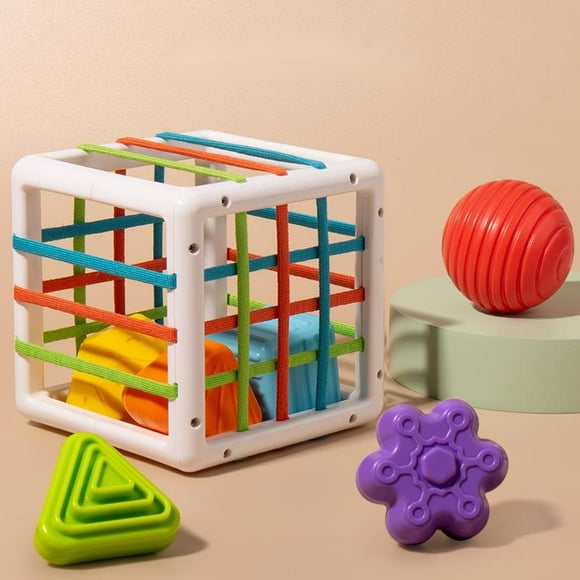 Blocs de Formes Colorés Montessori Jeu de Tri Habileté Motrice pour Bébé Apprentissage Tactile Jouets Éducatifs pour Enfants Bebe Cadeau de Naissance Cube 6 Pcs Formes