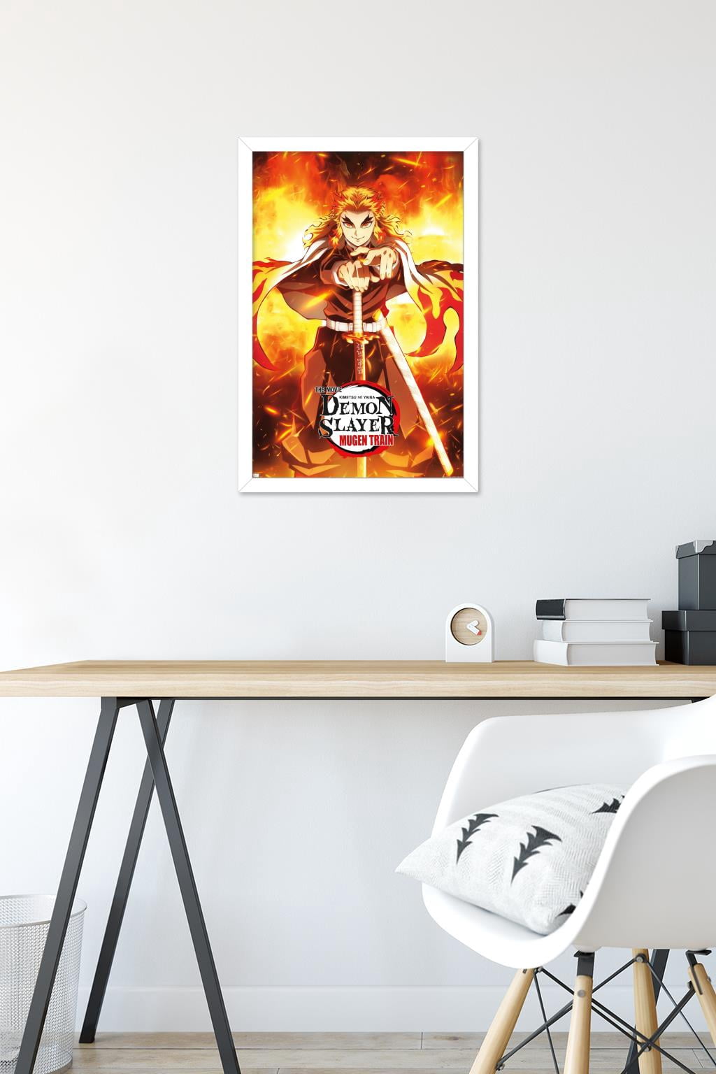 Demon Slayer: Mugen Train - Kyojuro Rengoku One Sheet Wall Poster, 14.725" x 22.375" Framed