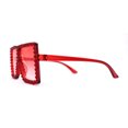 thumbnail image 3 of Girls Child Size Large Rhinestone Studded Flat Top Square Mob Sunglasses All Red, 3 of 4