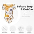 thumbnail image 4 of Yiaed Honey Bee Set Print Women's Waist-Cinching Short-Sleeved Onesie,Elastic Onesiet,Snaps At Bottom,Easy To Put On And Take Off for Wome Bodysuit-X-Large, 4 of 7