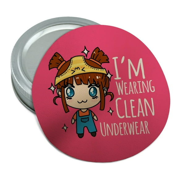 I'm Wearing Clean Underwear Kawaii Chibi Pigtails Round Rubber Non-Slip Jar Gripper Lid Opener