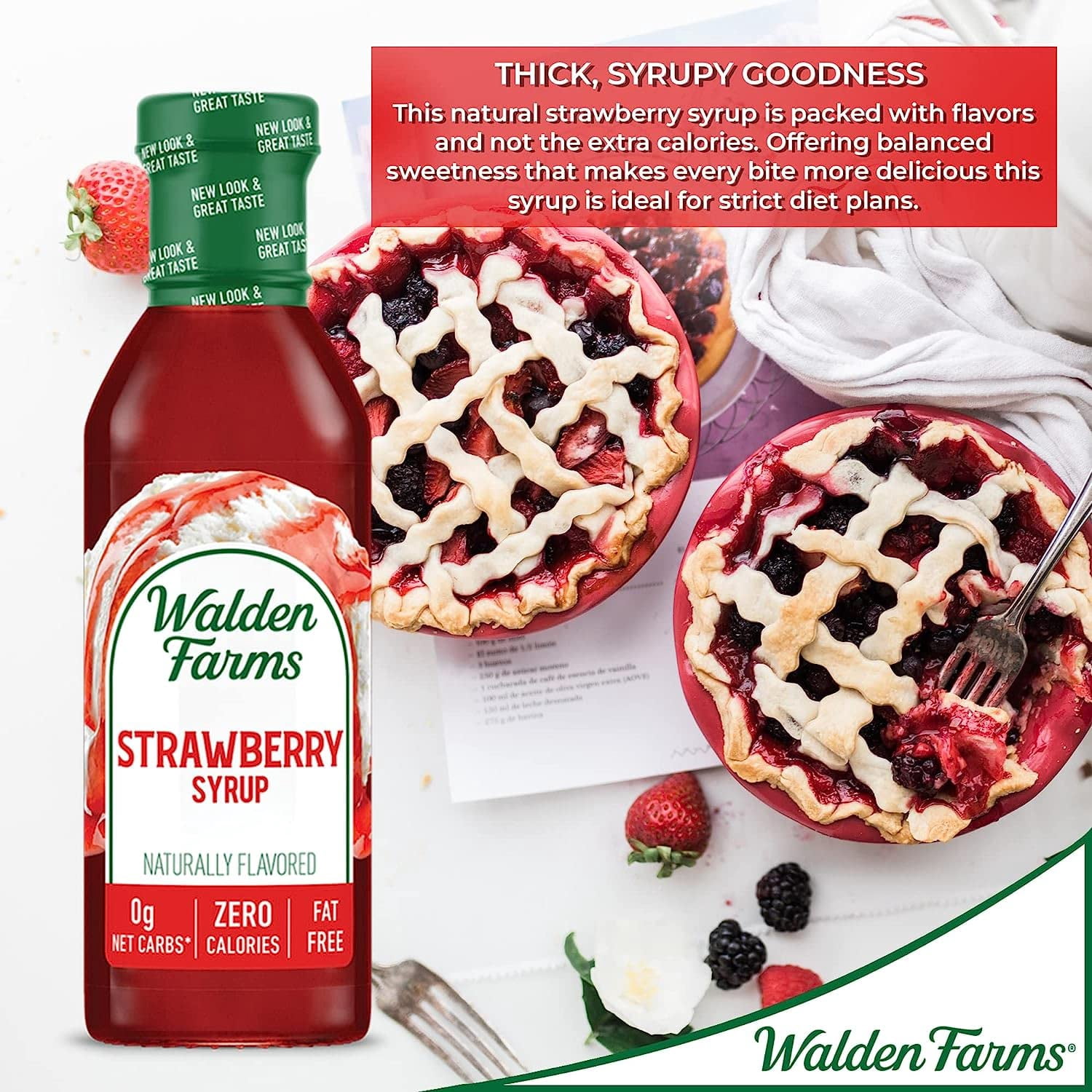 Walden Farms Calorie Free Strawberry Pancake Syrup, 12 Fluid Ounce - 6 per case.