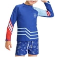 thumbnail image 2 of ITSAME Split Swimwear for Boys, Sun Protection Quick-Dry with Swim Cap Summer Beach Fashion Swimsuit 3-Piece Blue 7-8T, 2 of 9
