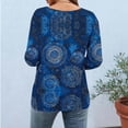 thumbnail image 4 of qucoqpe Womens Summer Tops Fashion Casual Bohemian Printed Crew Neck 3/4 Sleeve Tunic Blouses Loose Dressy Business Shirts, 4 of 5