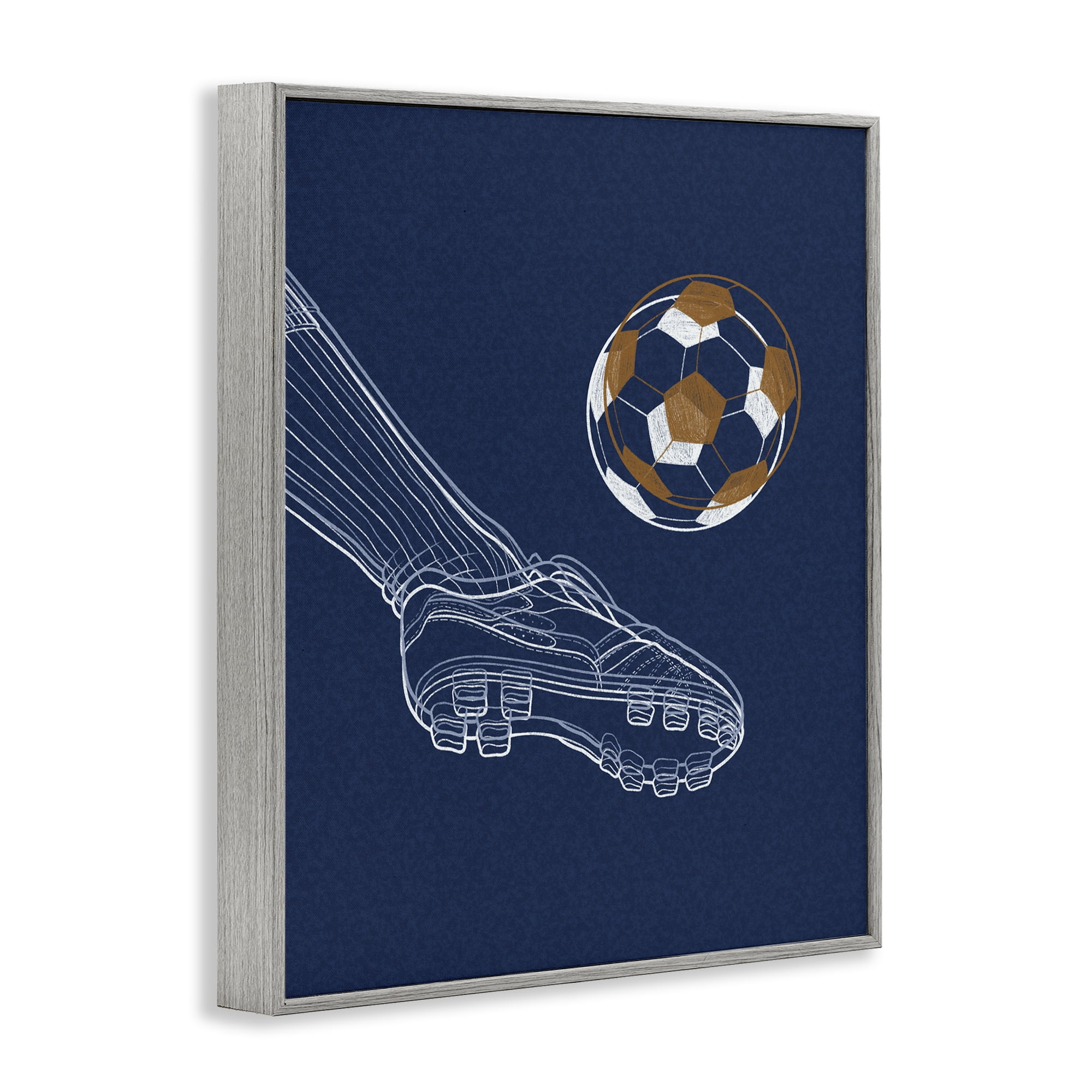 Stupell Industries Soccer Lines Contour Gray Framed Giclee Art, design by Marcus Prime