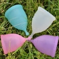 thumbnail image 4 of Copa menstrual de silicona para mujer, copa de limpieza plegable, disco menstrual, reutilizable, portátil, a prueba de fugas, juego azul L 25ml, 4 of 10