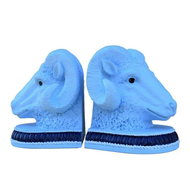 Hickory Manor Home 34271BLUE Rams Head Bookends, Blue