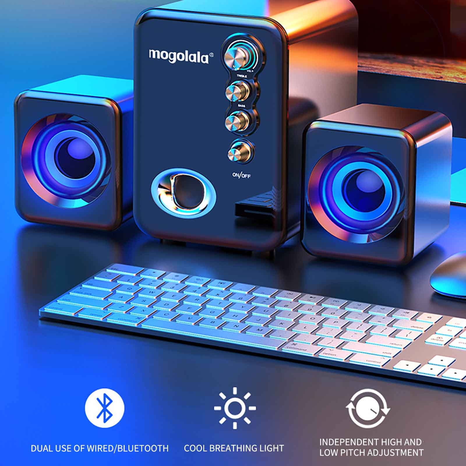 SKDOGDT Computer Speaker, Compact Size Speaker with Headphone Jack, Enhanced Bass and Volume Control, Stereo Aux Multimedia Speakers for Laptop/Desktop/Tablets/Phone