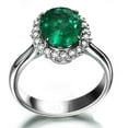 thumbnail image 4 of Beautiful 1.50 Carat oval shape Emerald and Diamond Halo Engagement Ring in White Gold, 4 of 4