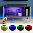 thumbnail image 5 of Bestier  Gaming TV Stand for TVs up to 50" with LED Light & Storage Shelves Carbon Fiber, 5 of 5