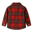 thumbnail image 4 of Ccpelsie Boys Girls Long Sleeve Plaid Button Up Shirt Kids Casual Button Down Shirts Tops with Pockets(Red,6-12 Months), 4 of 9