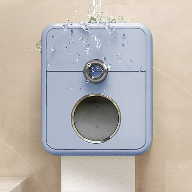 Dispensador de almacenamiento de papel higiénico con soporte para toallitas desechables | Organizador de baño con estante para teléfono | Poliéster duradero | Beige Azul Verde | 21,5x18x13cm | 1