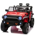 thumbnail image 2 of 4x4 24 Volt Kids Ride on Truck Car with Remote Control & 2 Seater, 4x200W Motors, 9AH Battery Powered Electric Toys, Spring Suspension, 3 Speeds, Wheels, LED Lights, Bluetooth MP3 Music, Red, 2 of 10