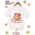 thumbnail image 1 of Youngsters' 100% Cotton T-Shirt with Cute Capybara Design, Breathable & Comfortable for Casual Wear, Round Neck Short Sleeve, Machine Washable, Youngsters T Shirts, 1 of 6