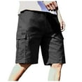 thumbnail image 3 of alcepopk Mens Casual Twill Cargo Shorts Cotton Drawstring Classic Cargo Stretch Short with Pockets(Black,XXL), 3 of 5