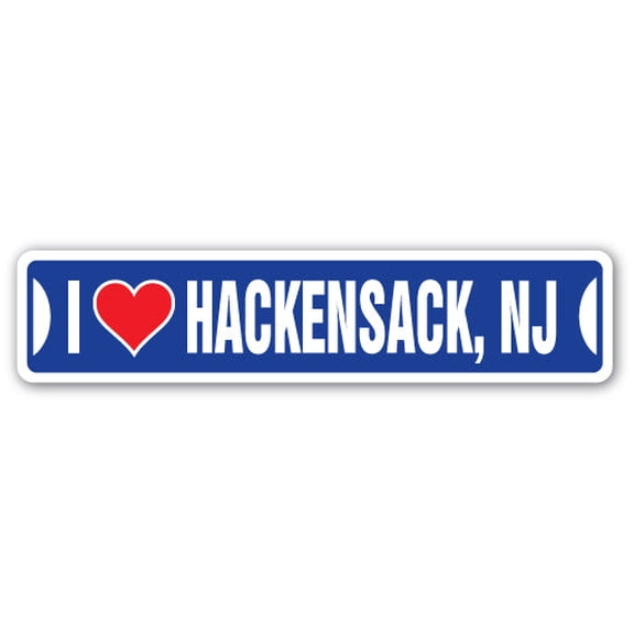 I LOVE HACKENSACK NEW JERSEY Street Sign nj city state us wall road décor gift