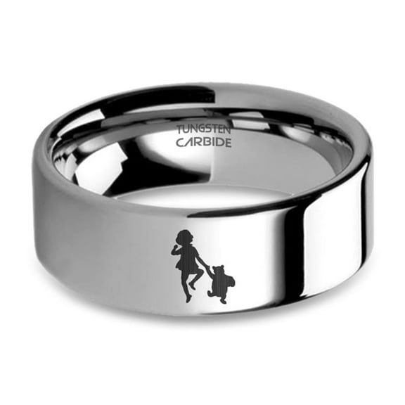 Christopher Robin Winnie-the-Pooh Engraved Silver Tungsten Ring, 8mm, Size 15