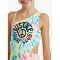 thumbnail image 3 of Justice Girls One Piece Cross Shoulder Cut Out Swimsuit, Sizes 5-18, 3 of 4