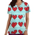 thumbnail image 2 of Cavosen Valentine's Day Valentines Shirts for Women Short Sleeve V Neck Breathable Scrub Tops with Pocket Heart Print Lightweight Tee Casual Workwear, 2 of 5