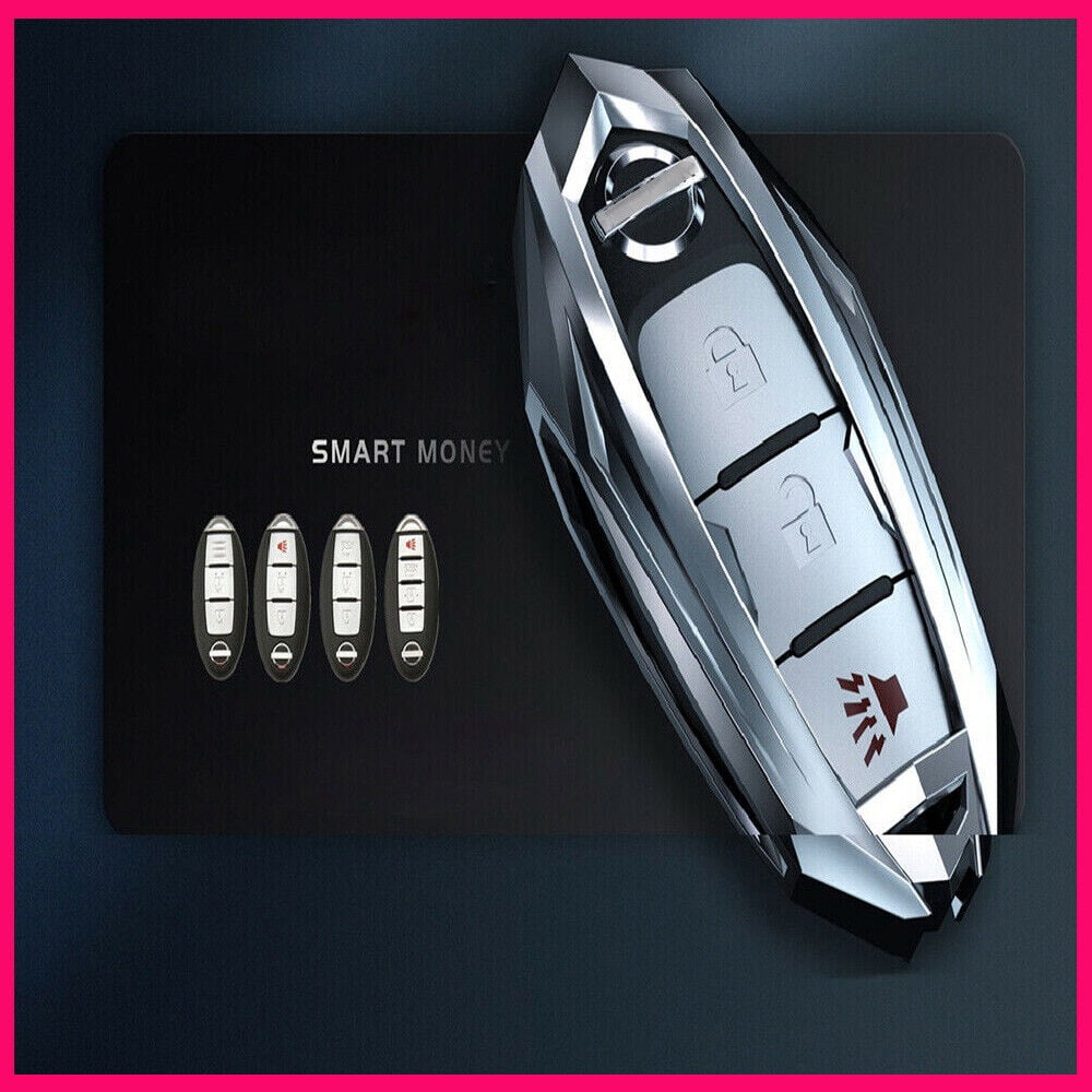 Key Fob Cover Compatible with Fit for Nissan Rogue Altima SR Armada SL Murano Maxima Pathfinder Titan Versa Sentra Infiniti Zinc Alloy Key Shell Case Keychain Case Holder Protector