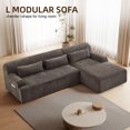 thumbnail image 2 of 102'' L-Shaped Modular Sectional Sofa, Upgraded Chenille Cloud Couch, Comfy Modern Couch with 3 Side Pockets, Scratch-Resistant Pet-Friendly Sofa for Living Room (Brown, Right-Arm Facing), 2 of 9