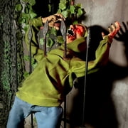 Haunted Hill Farm 4.4 ft Voice-Sensor Impaled Zombie Halloween Animatronic, HHIMPZOMB-1FLSA