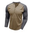 thumbnail image 4 of SUNSIOM T-shirts Décontractés pour Hommes Printemps Automne Manches Longues Col Rond Contraste Couleur Boutonné, 4 of 7