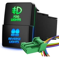 Nilight Fog Lights & Reverse Lights Dual Push Button Switch 12V ON Off Switches with Connector Wire Kit 1.28" x 0.87" Replacement for Toyota Sequoia Highlander Tacoma Tundra 4Runner RAVR Yaris