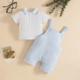thumbnail image 2 of Gubotare Summer Baby Boy Clothes Newborn Baby Boys Summer Outfits Casual Short Sleeve Romper Shorts Set 0 3 6 9 12 18 24 Months,Blue, 2 of 6